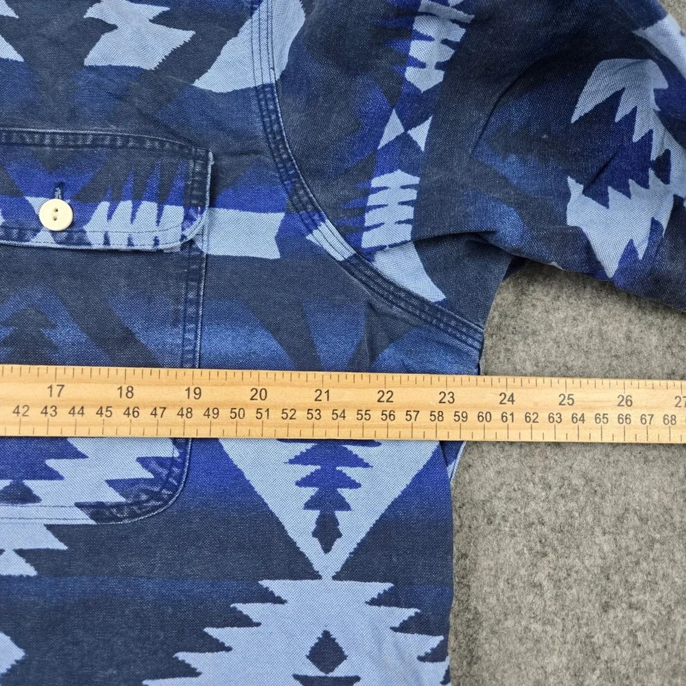 Polo Ralph Lauren Shirt Mens L Blue Indigo Southwestern Aztec Tribal Workwear